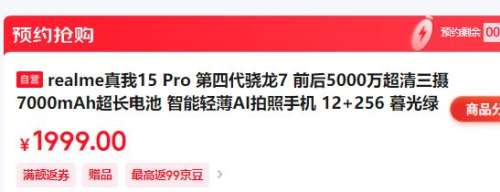 20点发售：真我 15 Pro 手机 12+256GB优惠证明