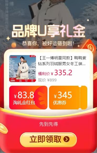 再降价、88VIP：YAYA 鸭鸭 王一博同款 紫钻系列 工装大毛领 派克羽绒服优惠证明