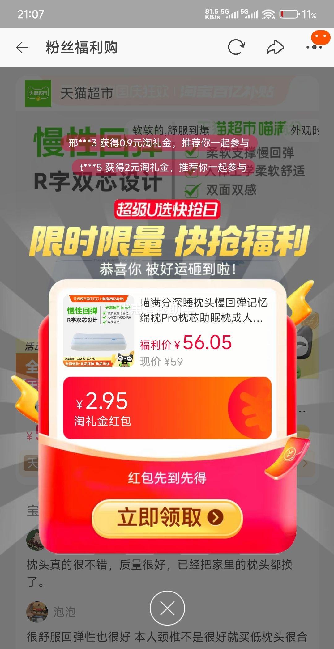 闭眼买、天降礼金：喵满分 亚朵星球 αTOUR PLANET亚朵枕头同款深睡记忆棉枕pro枕芯助眠护枕成人星球酒店枕优惠证明