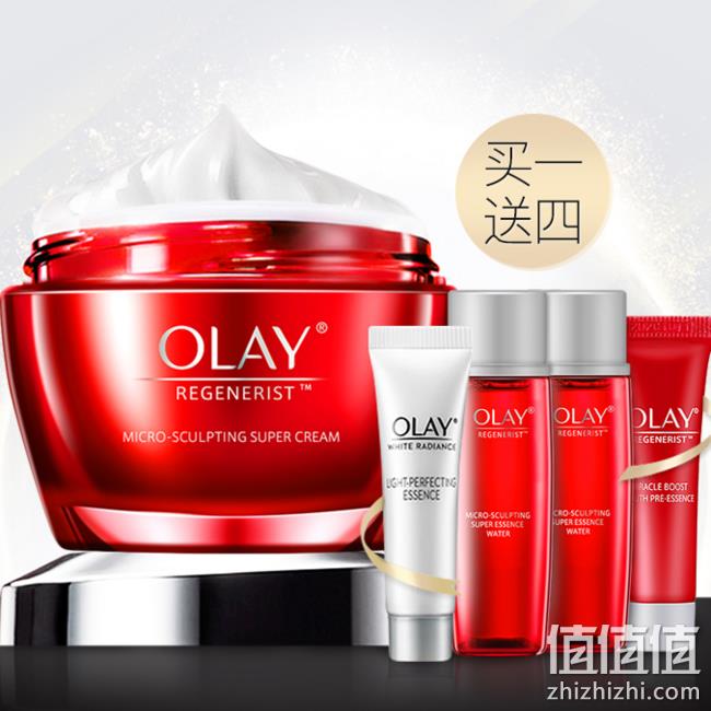 10点、2件：Olay 玉兰油 新生塑颜（金纯面霜50g+紧致活肤露18ml*2+精华露7ml+淡斑精华6ml） 前1小时300元（考拉单面霜240元） 值值值-买手聚集的地方