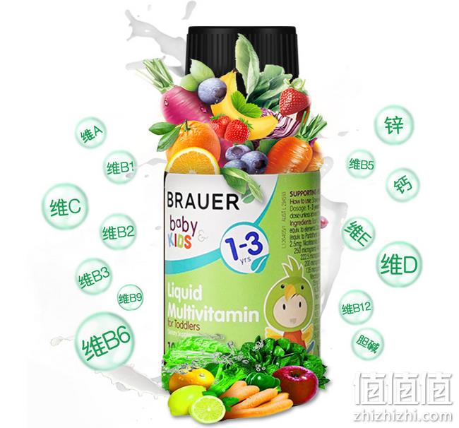 14种维生素和多种矿物质：澳洲 brauer 100ml儿童复合维生素滴剂 券后69元包邮（京东129元） 值值值-买手聚集的地方