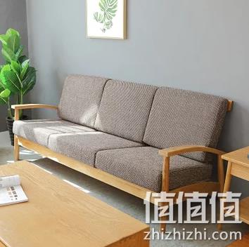 全实木：恒兴达 白橡木全实木布艺沙发 三人位 2899元包邮 值值值-买手聚集的地方