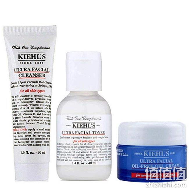 Kiehl's 科颜氏 高保湿随身套组（洁面啫喱30ml+精华爽肤水40ml+面霜7ml） 79元包邮 值值值-买手聚集的地方