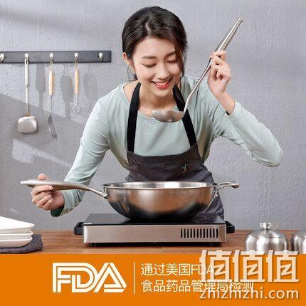 FDA认证，炊尚 304不锈钢 无涂层 不沾炒锅32cm 230元券后168元包邮（专柜价498元） 值值值-买手聚集的地方