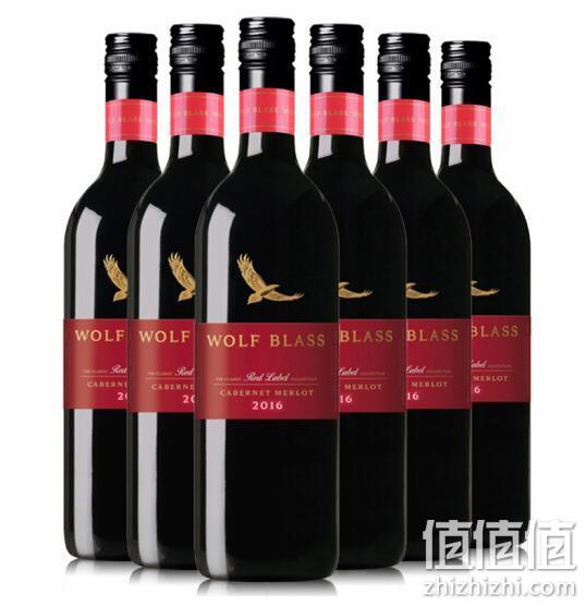 澳洲原瓶进口！4件x6瓶x750ml WolfBlass 纷赋 红牌赤霞珠梅洛红葡萄酒 661元包邮，合165.3元/箱 值值值-买手聚集的地方