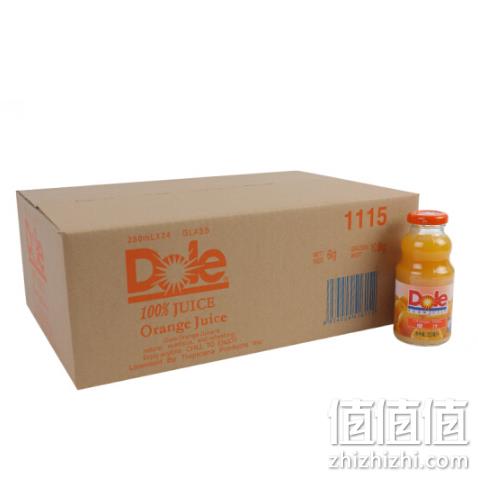 限华东：250mlx24瓶 x2件  Dole 都乐 橙味100% 纯果汁 118元包邮（天猫118元/件） 值值值-买手聚集的地方