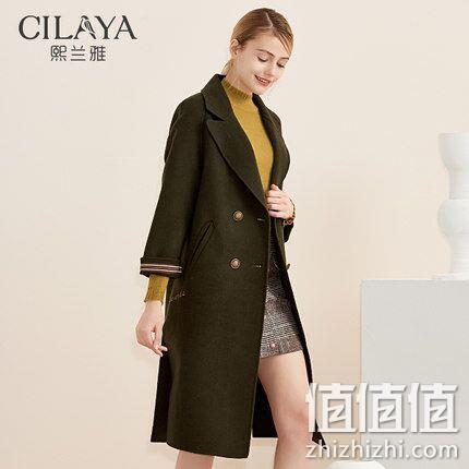 林心如代言 熙兰雅 女士100%羊毛大衣 军绿/棕咖色可选 券后239元包邮（吊牌1999元） 值值值-买手聚集的地方