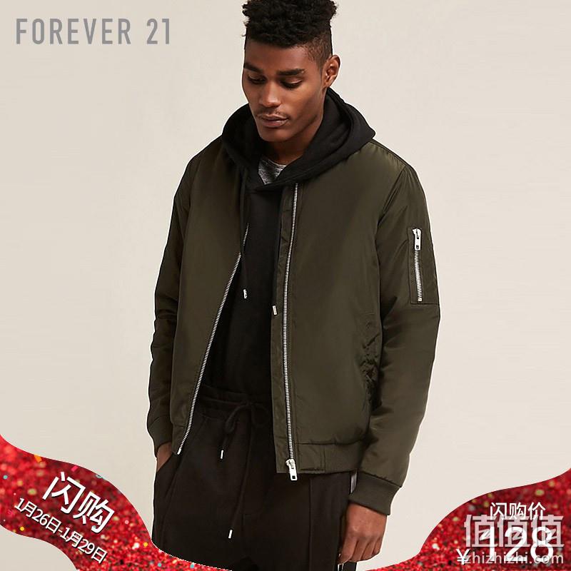 3色可选：Forever21  男士飞行员夹克外套 128元包邮（线下279元） 值值值-买手聚集的地方