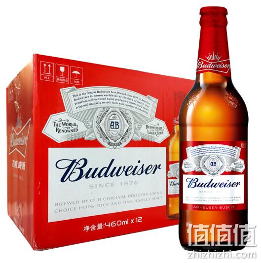 22点开始：Budweiser百威 啤酒 大瓶装 460mlx12瓶 59元 值值值-买手聚集的地方