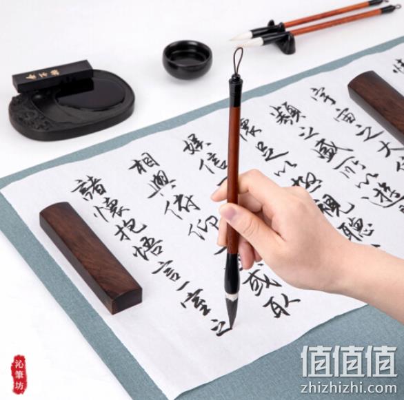 Dell 得力 文房四宝 书法套装(毛笔+墨锭+石砚+笔搁+水碗+镇尺) Plus会员123元 值值值-买手聚集的地方