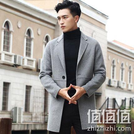 62%羊毛 萨肯 男士 中长款 双面毛呢大衣 300元券后398元 值值值-买手聚集的地方
