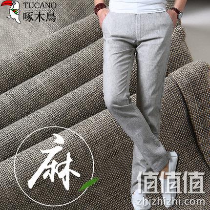 31.6%亚麻+68.4%粘纤，啄木鸟 男士冰丝亚麻裤 券后68元包邮（吊牌价168元） 值值值-买手聚集的地方