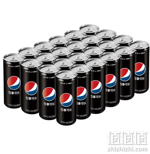 Pepsi百事可乐  黑罐无糖 汽水碳酸饮料 330mlx24罐 47.9元 值值值-买手聚集的地方