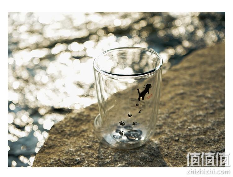 日本进口 津轻 猫咪足迹玻璃杯 300mlx3个 88.18元包邮 值值值-买手聚集的地方