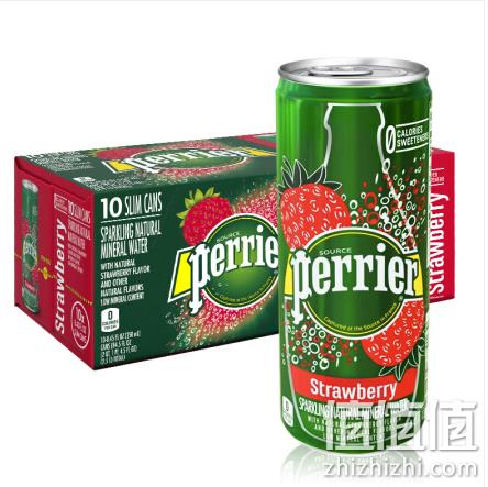 不含糖0卡，Perrier 巴黎水 气泡矿泉水 草莓味 250MLx30罐 119元，可满299-100 值值值-买手聚集的地方