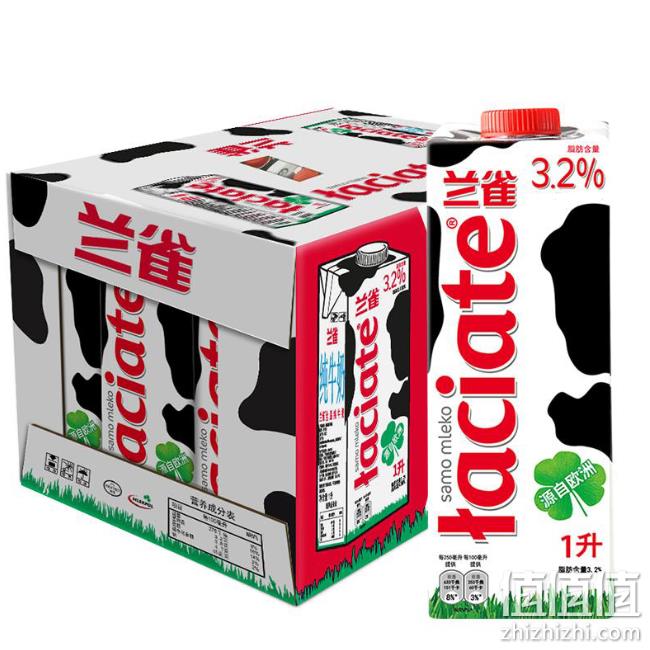 波兰进口 Laciate 兰雀 全脂纯牛奶1Lx12盒x2件 160元 值值值-买手聚集的地方