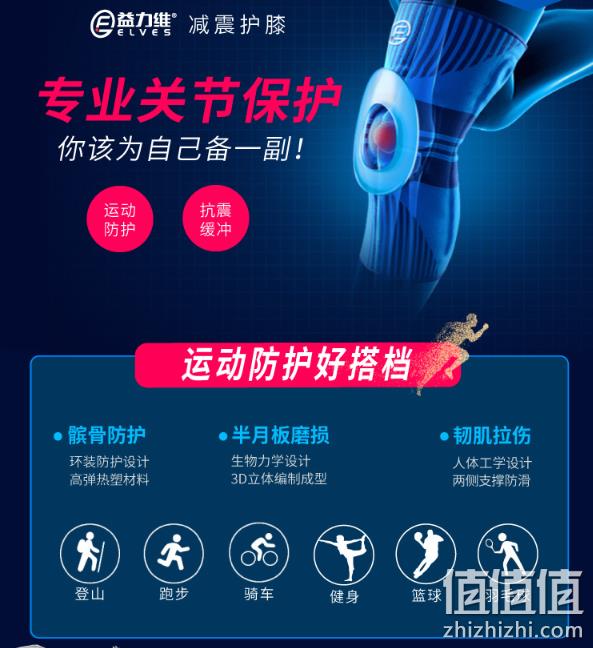大体重慢跑必买！ELVES 益力维 远红外减震护膝 单只 79元包邮（京东售价199元） 值值值-买手聚集的地方