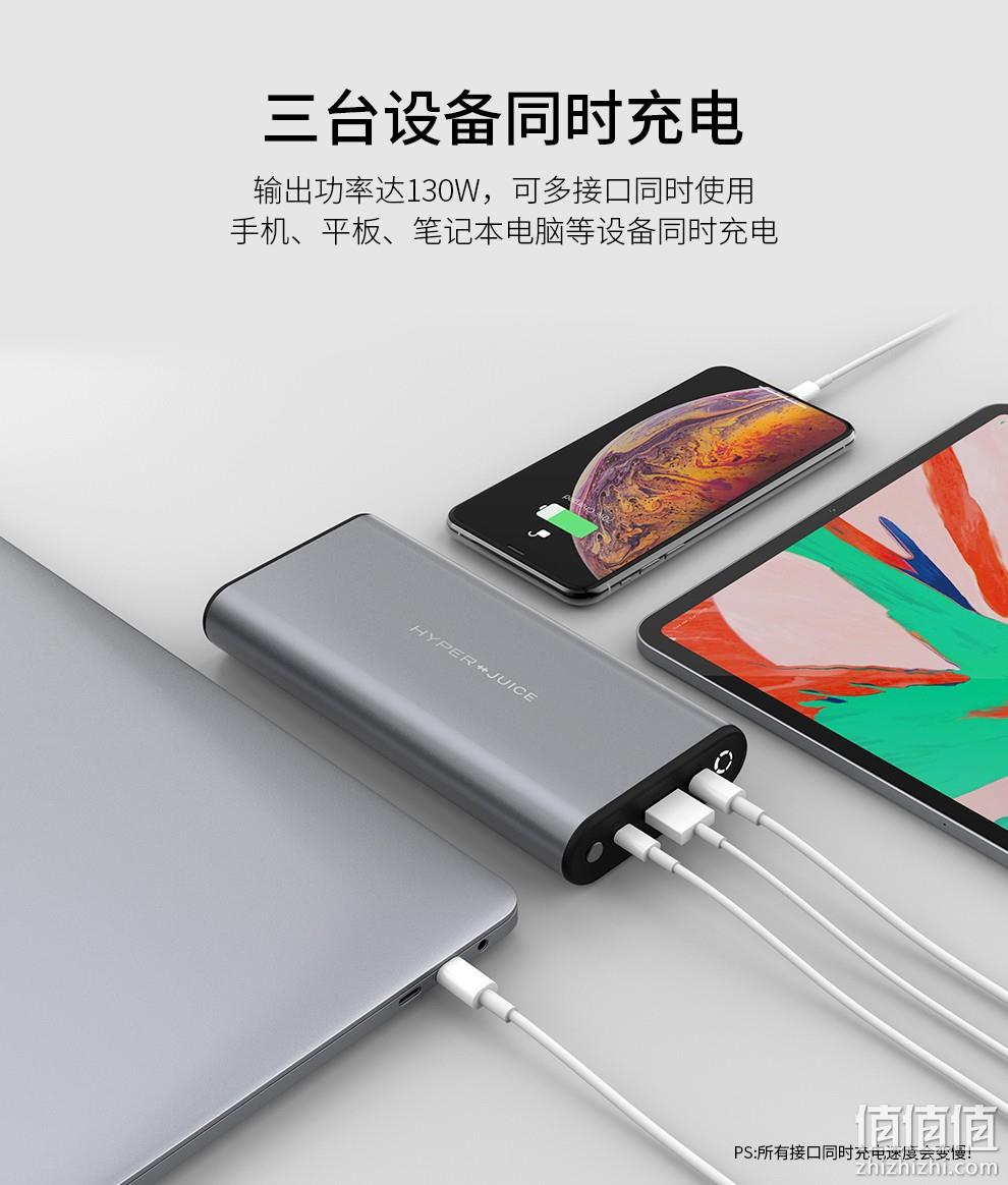 最高100w单口快充、可登机：HyperDrive 海普尔 HJ-307 移动电源 27000mAh 1398元包邮 值值值-买手聚集的地方