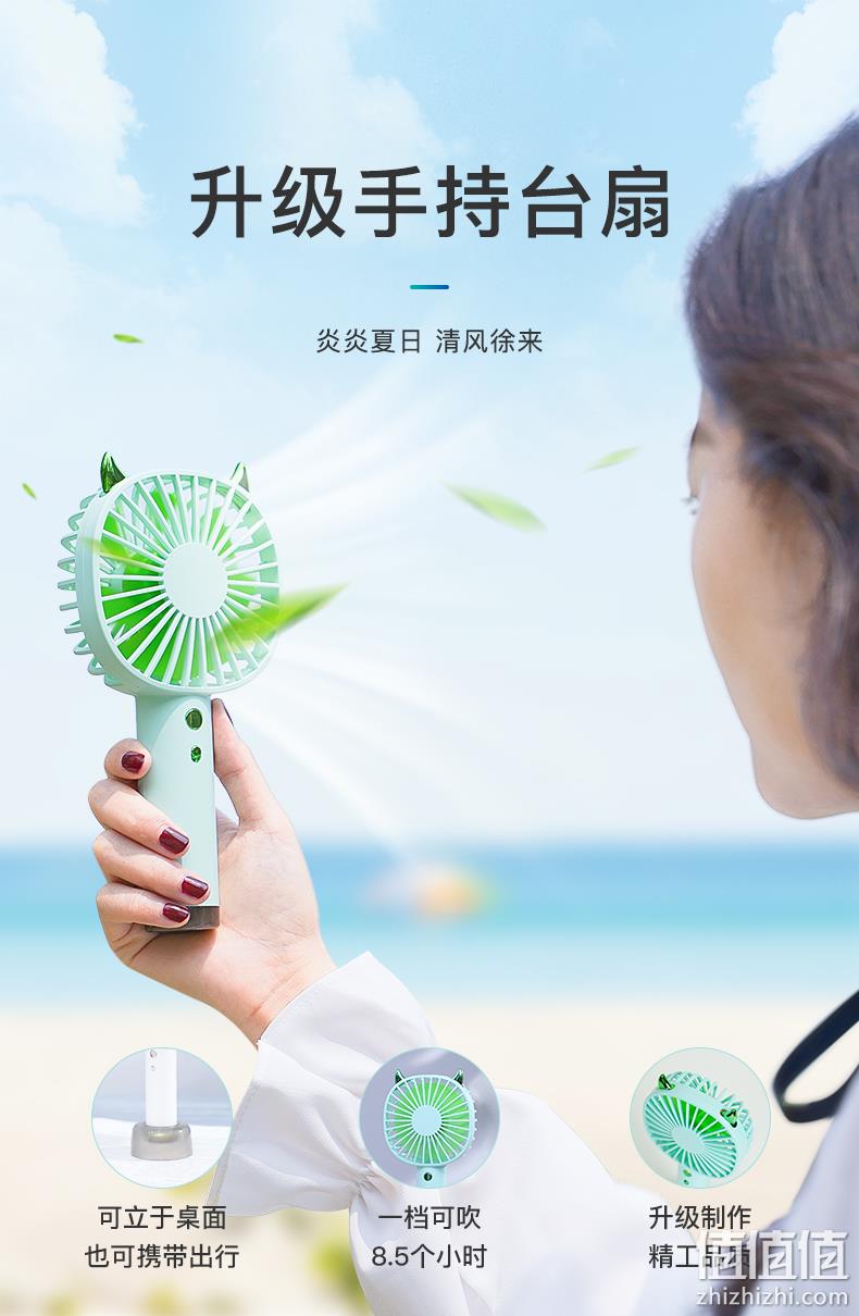 颜值担当！七扇叶+氛围灯+8小时续航：Newnow 纽能 usb小风扇 2000mAh 25元包邮 值值值-买手聚集的地方