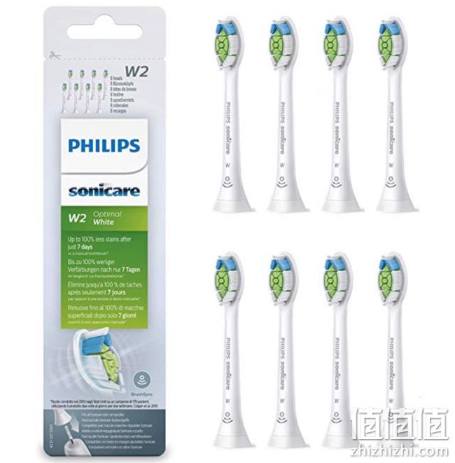 PHILIPS飞利浦 钻石亮白替换刷头 8支装 白色 prime会员直邮含税到手约287元 值值值-买手聚集的地方