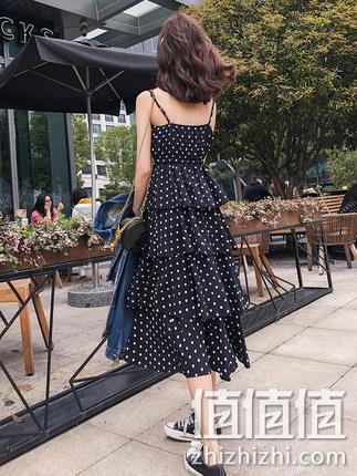 夏贝尼 波点吊带蛋糕小黑连衣裙 券后59元包邮 值值值-买手聚集的地方