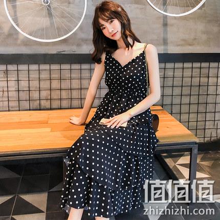 夏贝尼 波点吊带蛋糕小黑连衣裙 券后59元包邮 值值值-买手聚集的地方