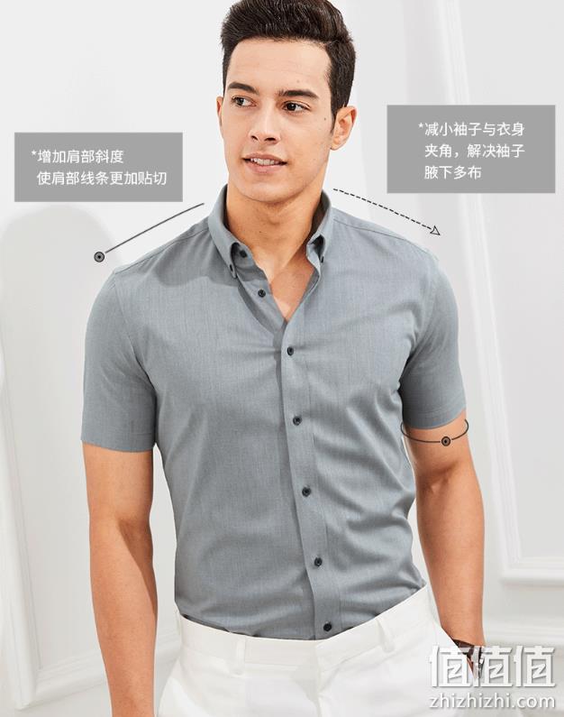 机洗免烫 袖口贴合：蒙哲 男士短袖衬衫 券后69元包邮 值值值-买手聚集的地方