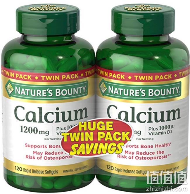 120粒x2瓶，Nature's Bounty自然之宝 Calcium 维生素D3钙片 1200mg prime会员凑单直邮含税到手约116元 值值值-买手聚集的地方
