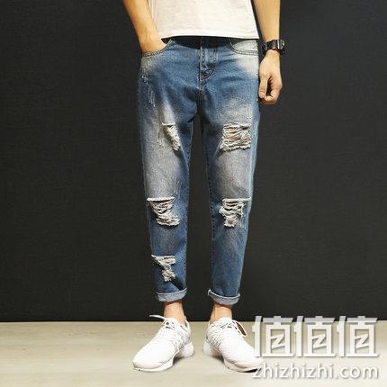多款可选！无状态 夏季薄款 男破洞牛仔哈伦裤 50元券后39元包邮 值值值-买手聚集的地方