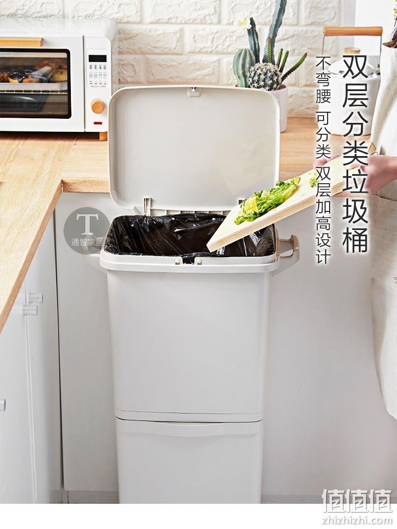 干湿分离、不弯腰：Fa So La 家用双层垃圾桶 38L 108元包邮 值值值-买手聚集的地方
