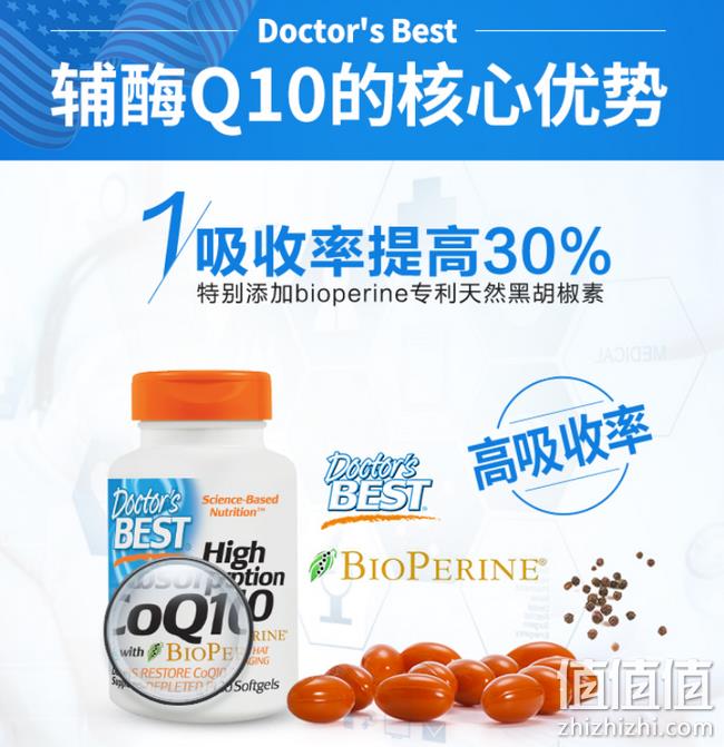 持平618 吸收率高30%！120粒x2瓶：美国 Doctor's Best 辅酶Q10 双重优惠后78元包邮包税（之前推荐108元） 值值值-买手聚集的地方