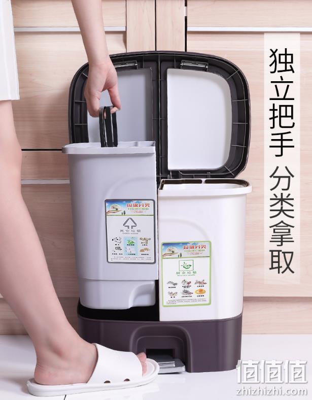 极有家认证：欣佳亮 干湿分类垃圾桶 20L 券后69元包邮（上次类似款108元） 值值值-买手聚集的地方
