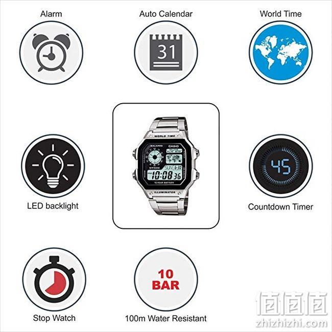 百米防水、 CASIO 卡西欧 男款石英腕表 AE-1200WHD-1AVEF Prime直邮到手233元 值值值-买手聚集的地方