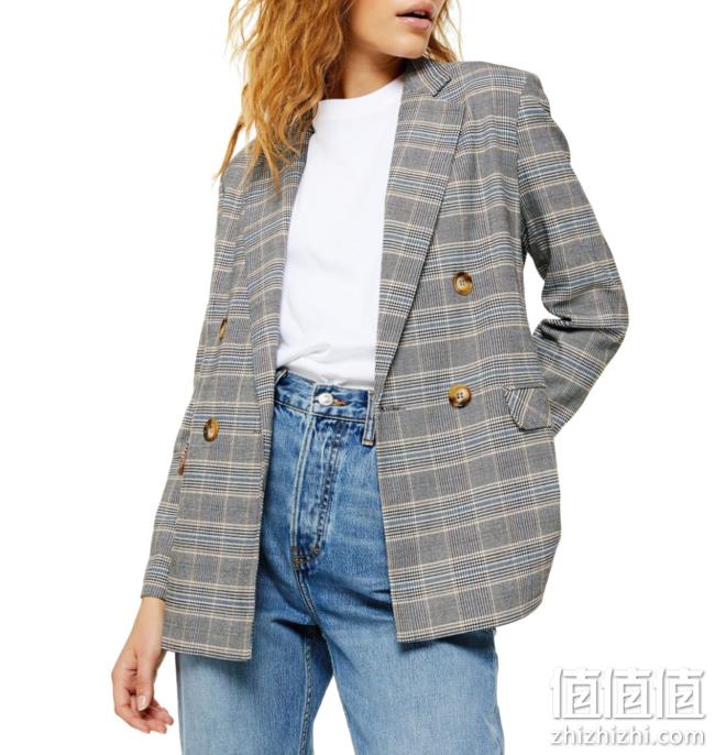 Double Breasted Plaid 女士西装外套 69.9美元约¥482 值值值-买手聚集的地方