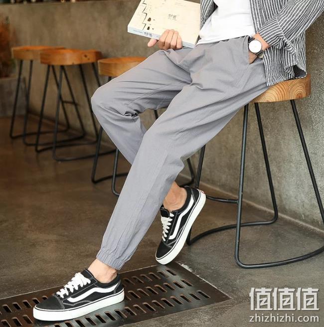 仿麻质感：梵克西蒙 男宽松束脚九分裤 券后29元包邮 值值值-买手聚集的地方