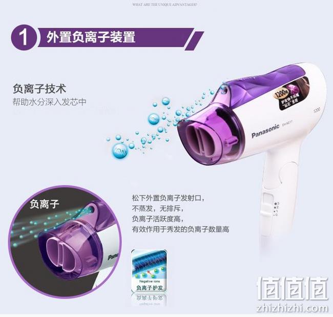 负离子+可折叠：Panasonic 松下 电吹风 EH-NE11-V 券后79元包邮（日常推荐类似款100元起） 值值值-买手聚集的地方