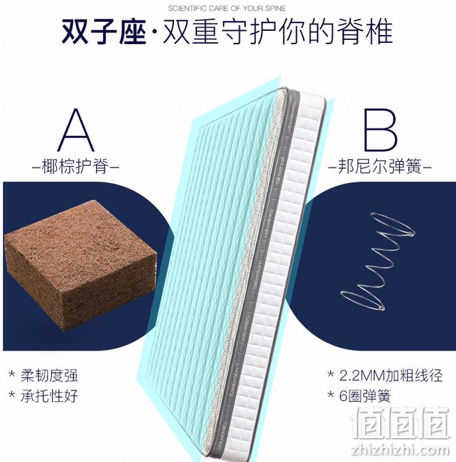 五星级酒店供应商 久睡不塌：喜临门 双子座 护脊椰棕垫弹簧床垫 180x200x21cm 双重优惠后1499元包邮（天猫类似款2199元） 值值值-买手聚集的地方