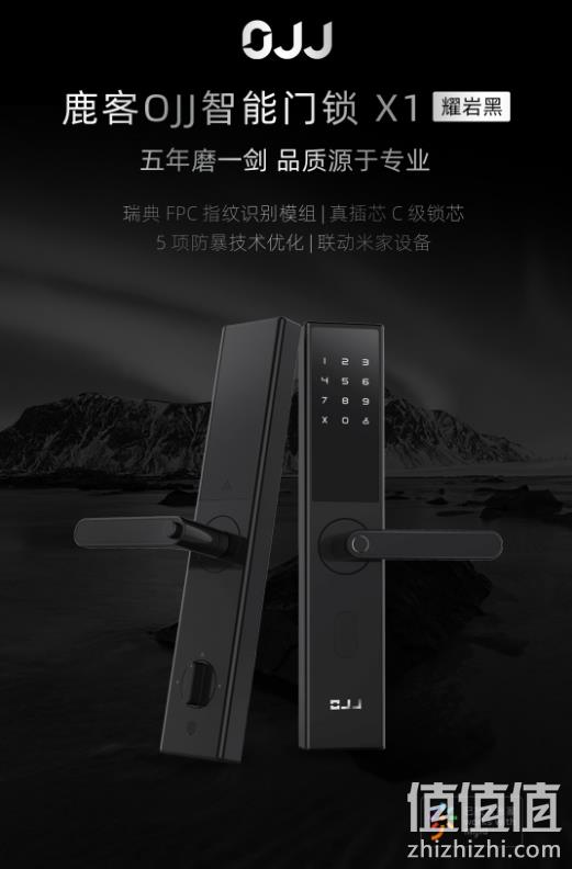 真插芯C级锁芯+防小黑盒+米家联动：LOOCK 鹿客 OJJ X1 智能门锁 849元包邮 值值值-买手聚集的地方