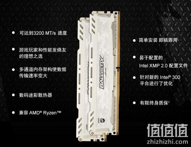 新低，镁光出品：Ballistix/铂胜 8GB DDR4 3200台式机内存条 249元包邮 值值值-买手聚集的地方
