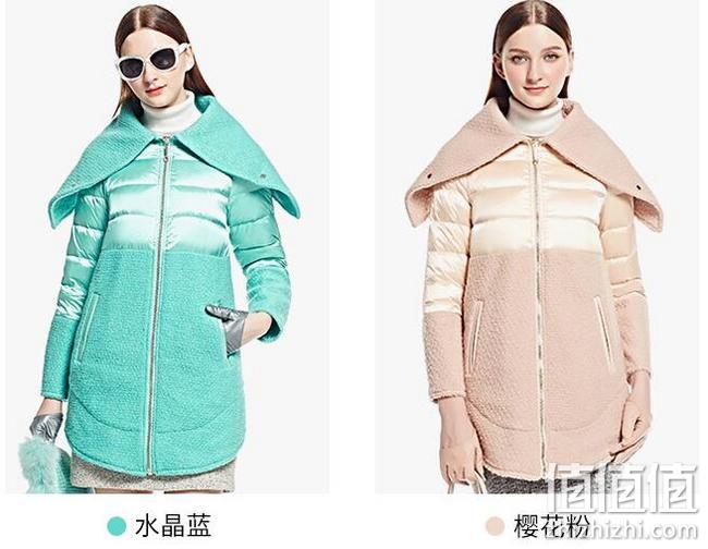 中国驰名商标，90%白鸭绒：艾莱依 女士长款羊羔毛拼接羽绒服 139元包邮（吊牌价1267元） 值值值-买手聚集的地方
