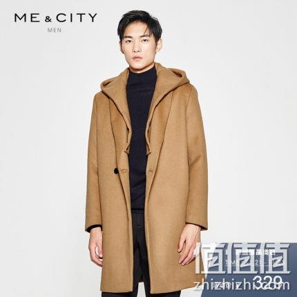MECITY 男士可脱卸帽羊毛双面呢大衣 329元包邮（吊牌价1999元） 值值值-买手聚集的地方
