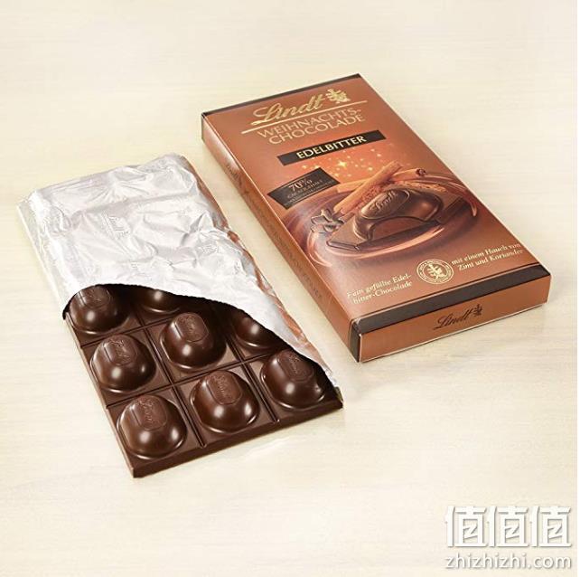 瑞士原产、70％可可，Lindt 瑞士莲 圣诞黑巧克力大排  100gx4件 prime到手约98.1元 值值值-买手聚集的地方