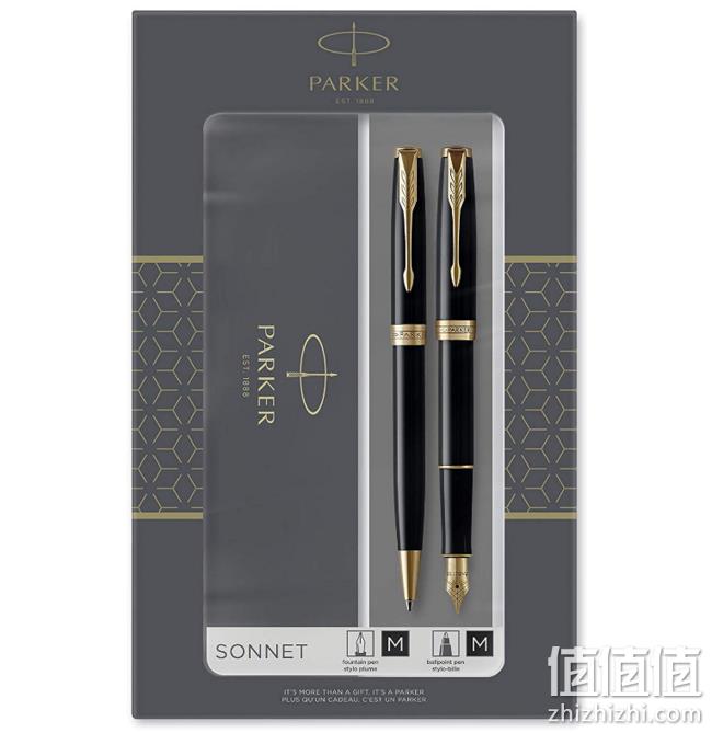 神价格、8倍差价：Parker/派克 Sonnet卓尔系列 23K镀金磨砂黑杆金夹 钢笔+宝珠笔 礼盒套装 Prime直邮到手496元（天猫3960元） 值值值-买手聚集的地方