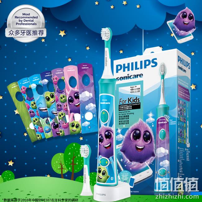 降50元 蓝牙版：Philips 飞利浦 儿童声波震动牙刷 HX6322/04 prime会员223.11元包邮包税（天猫399元） 值值值-买手聚集的地方