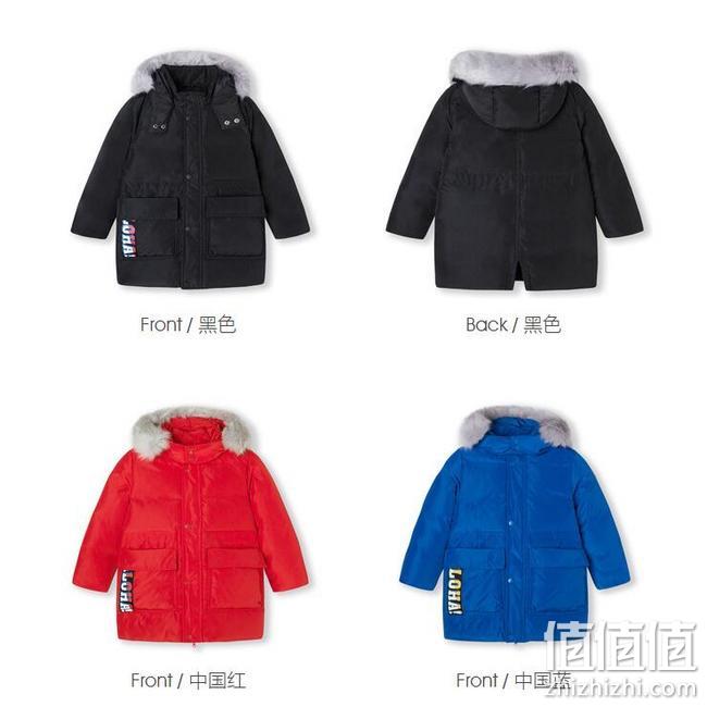 限90码，80%灰鸭绒：巴拉巴拉 男童 加厚毛领连帽中长款羽绒服 2人拼购价159.9元到手（吊牌价598元） 值值值-买手聚集的地方
