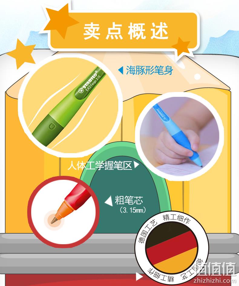 德国红点奖！思笔乐 儿童矫正握姿自动铅笔 粗芯3.15mm 双重优惠后49元包邮，送铅芯+橡皮+卷笔刀 值值值-买手聚集的地方