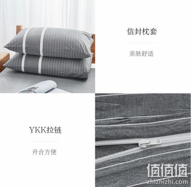 纯棉免烫，YKK拉链：京东京造 水洗棉条纹 床上四件套 230x200cm 259元包邮，Plus折后241元 值值值-买手聚集的地方