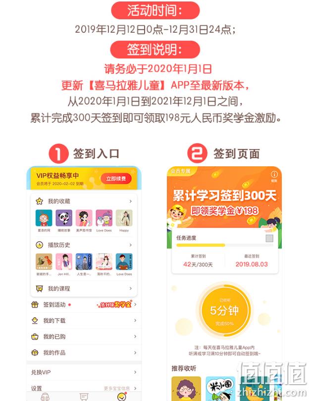 补券，0元购！可听1w儿歌/故事/绘本：喜马拉雅 儿童VIP会员 2年 198元 700天签到300天返198元奖学金  值值值-买手聚集的地方