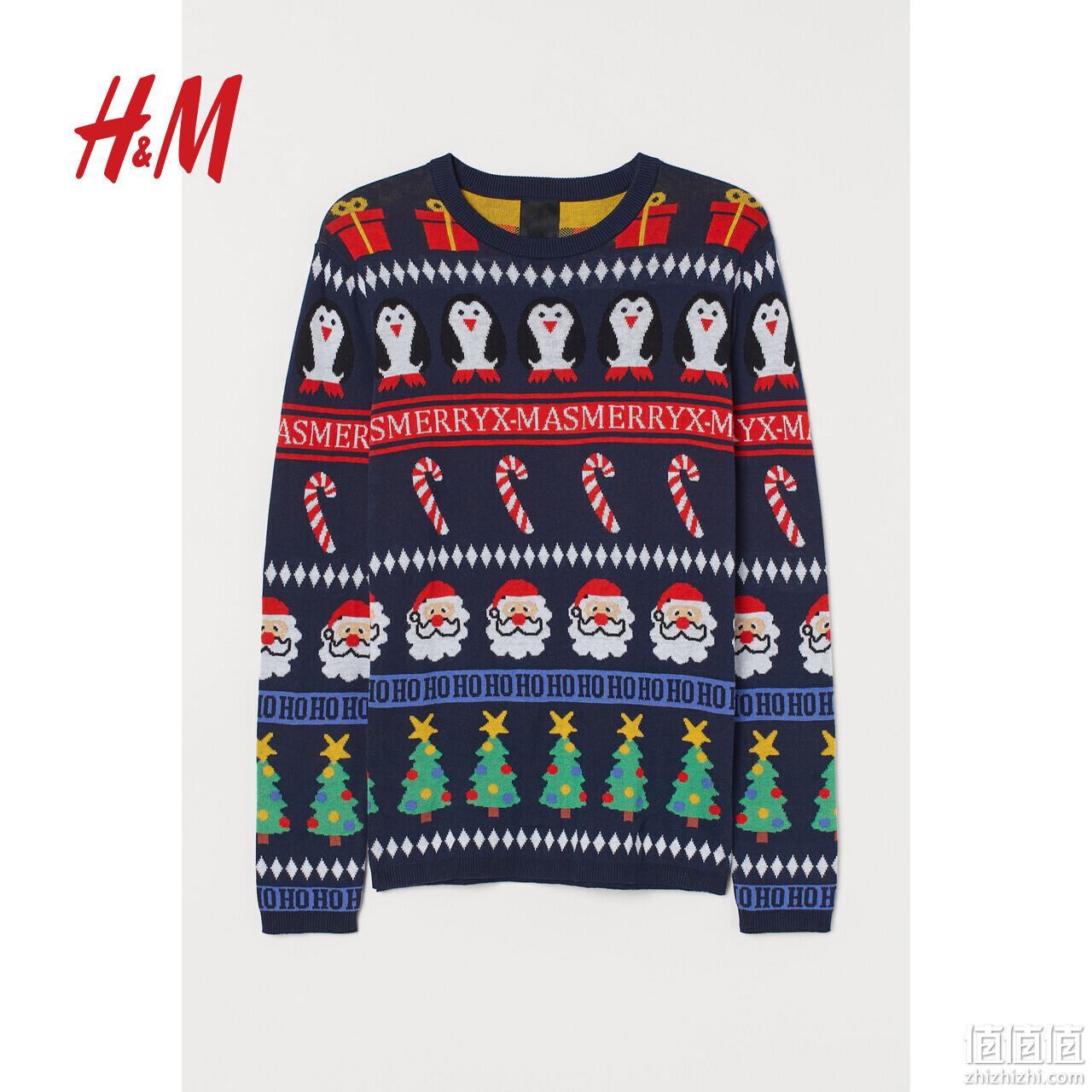 6日0点，商场同款：H&M 提花宽松圆领针织衫圣诞毛衣 59.9元包邮 值值值-买手聚集的地方