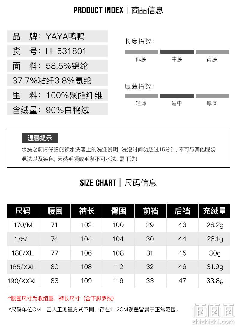 90%充绒量、加厚修身款：鸭鸭 男士外穿羽绒裤 券后169元包邮 值值值-买手聚集的地方